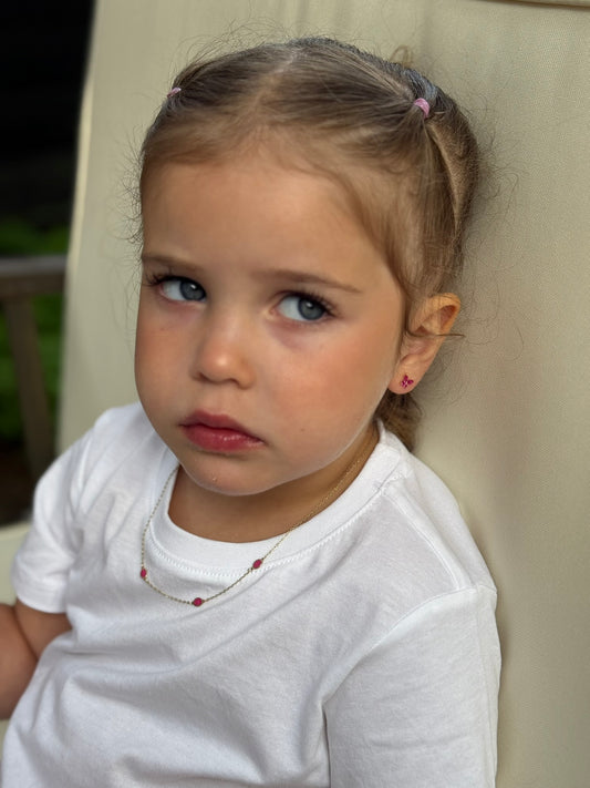 14k Hot Pink Enamel Design Necklace