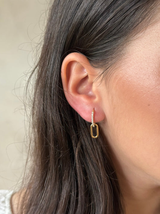 14k Gold Diamond Double Hoop Earrings