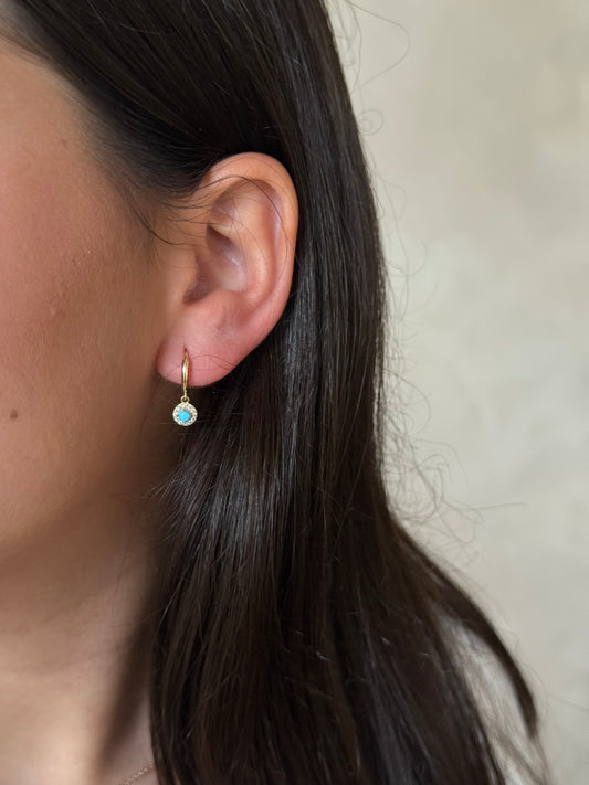 14k Gold Turquoise Hanging Earrings