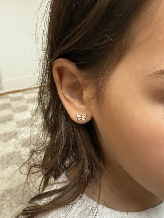 14k Diamond Butterfly Screw-Back Earrings