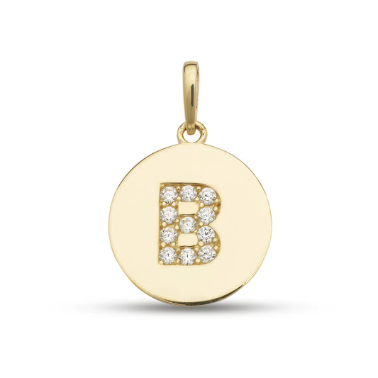14k Diamond Initial Disc Charm