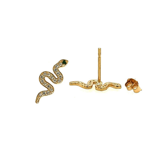 14k Diamond Snake Stud Earrings