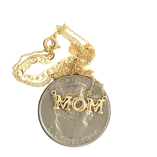 14K Yellow Gold MOM Necklace