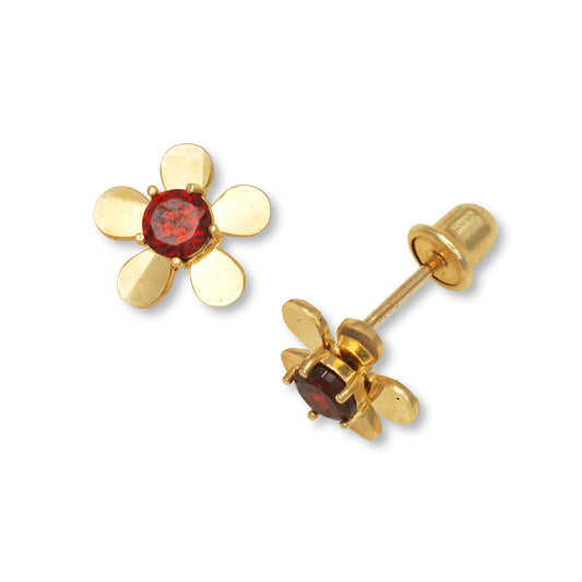 14k Gold Floral Stud Screw-Back Earrings (+ colors)