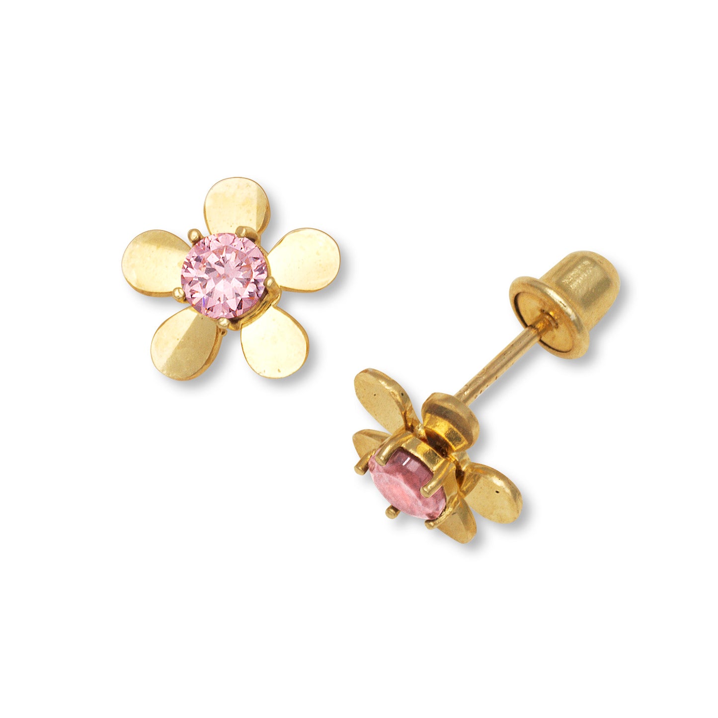 14k Gold Floral Stud Screw-Back Earrings (+ colors)