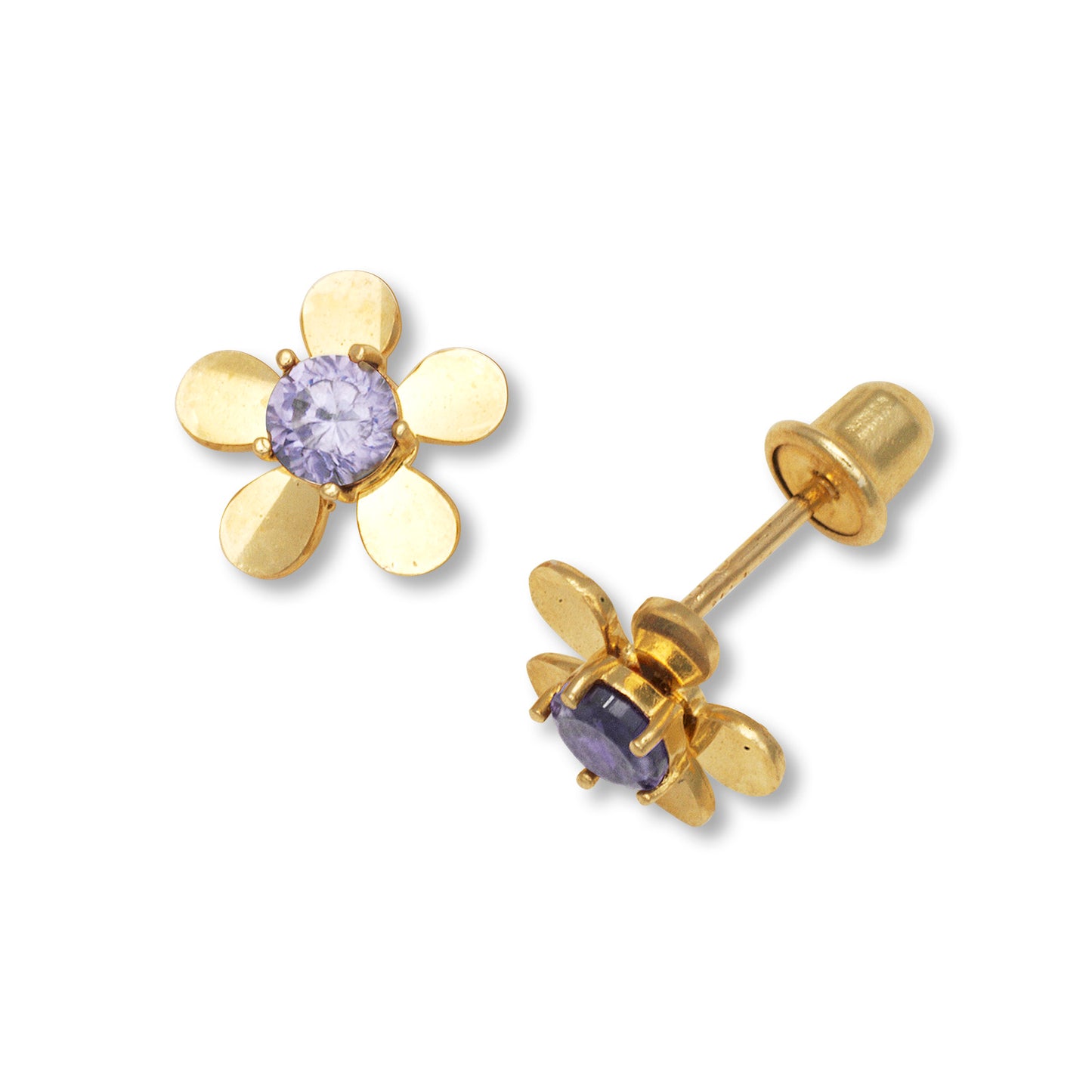 14k Gold Floral Stud Screw-Back Earrings (+ colors)