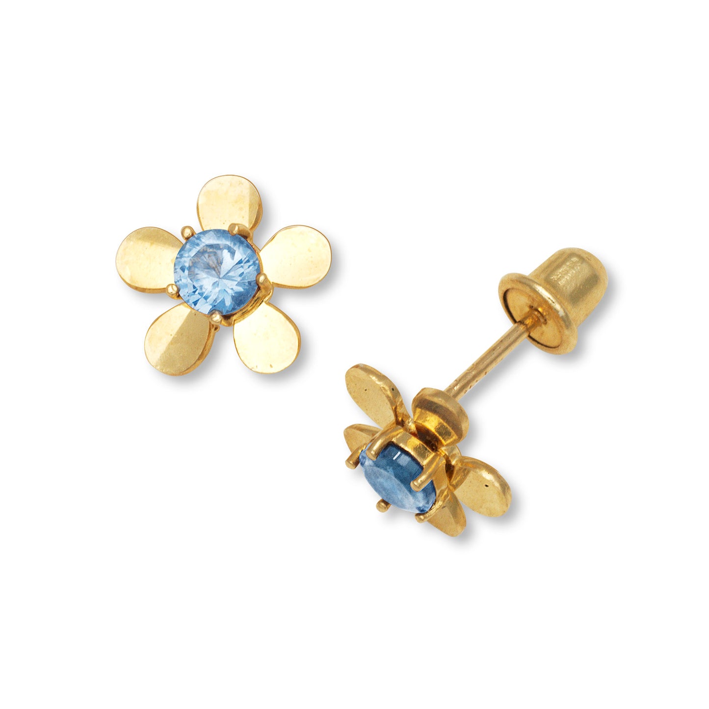 14k Gold Floral Stud Screw-Back Earrings (+ colors)