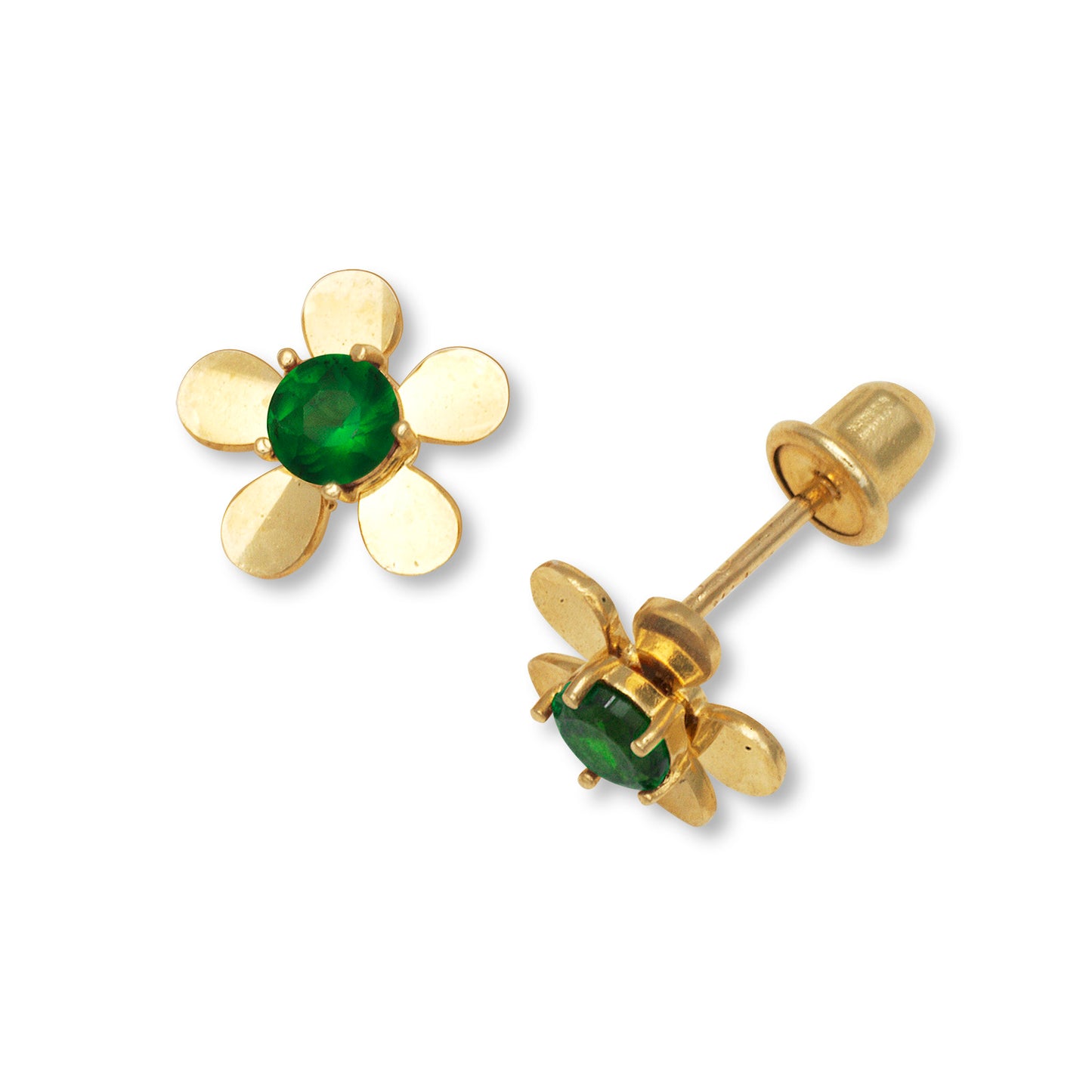 14k Gold Floral Stud Screw-Back Earrings (+ colors)