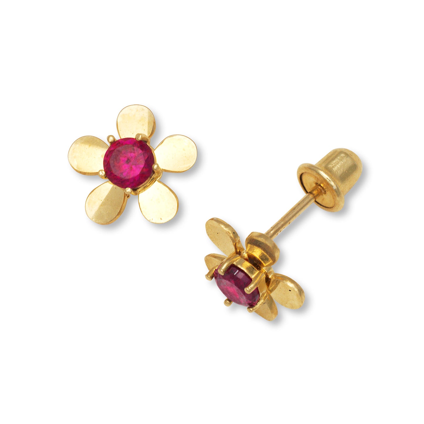14k Gold Floral Stud Screw-Back Earrings (+ colors)