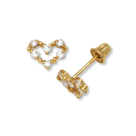 14k Heart Screw-Back Earrings