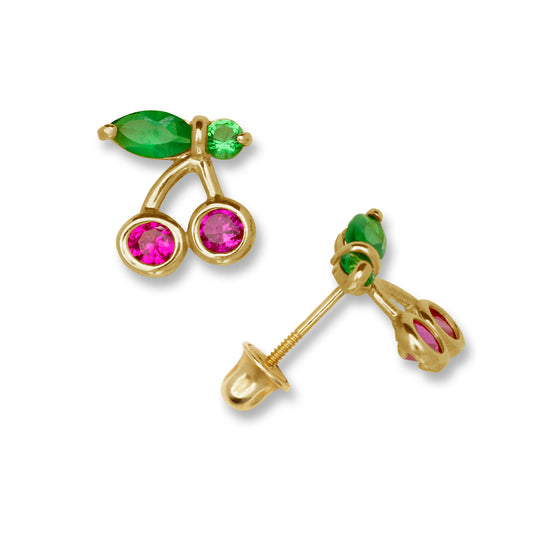 14k Gold Cherry Screw back Earrings