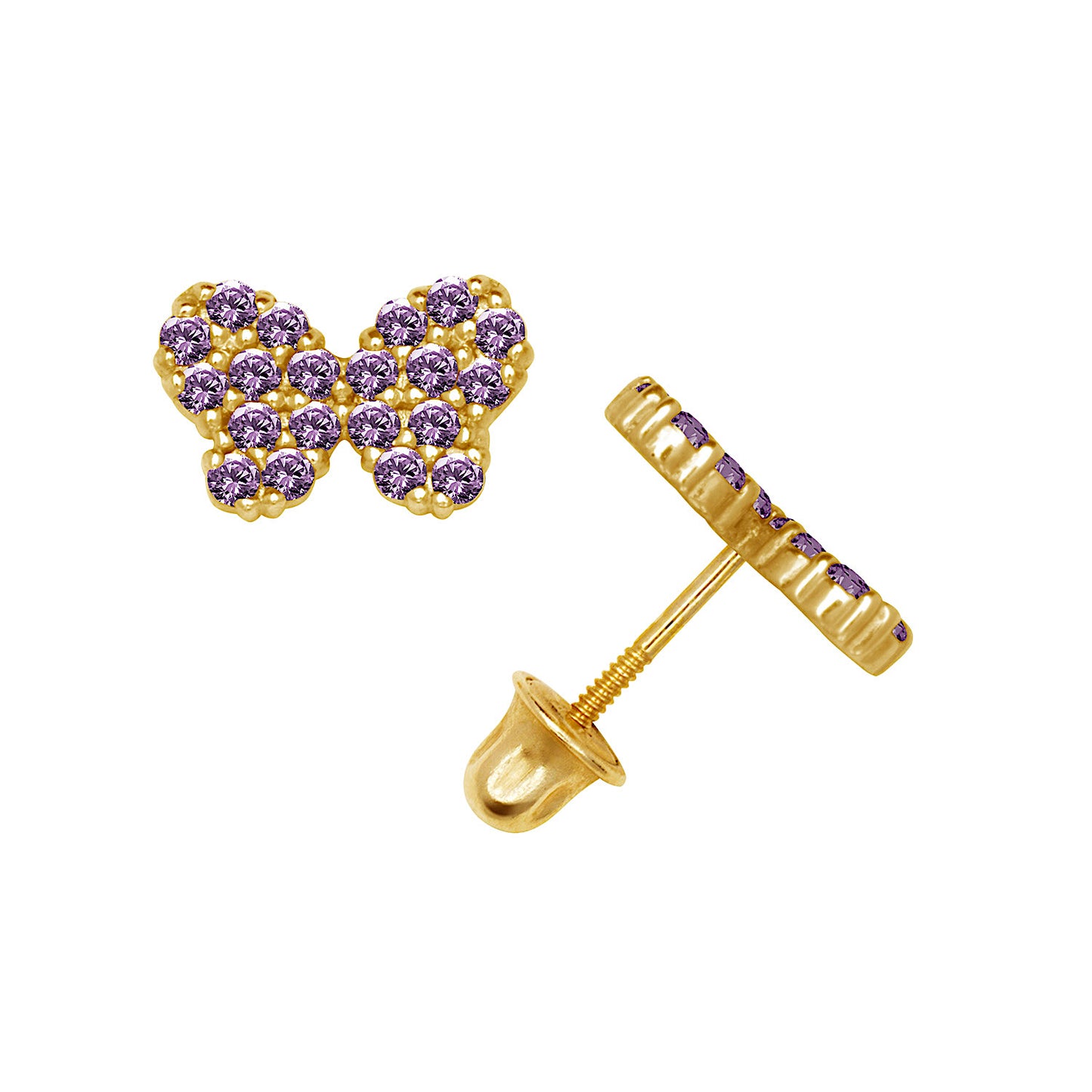 14k Sparkle Butterfly Screw-Back Earrings