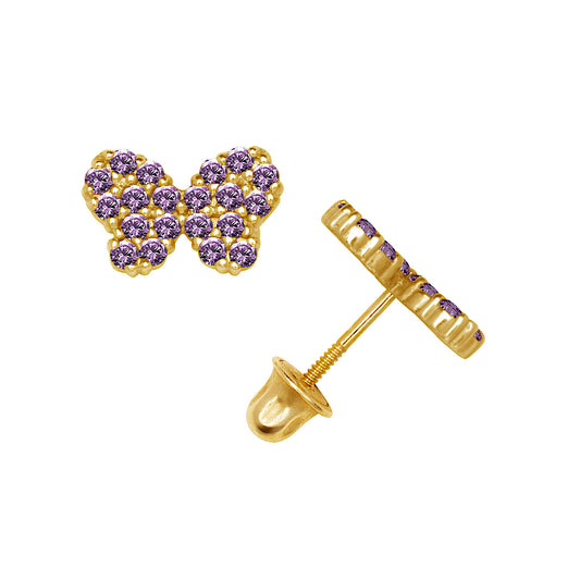 14k Sparkle Butterfly Screw-Back Earrings