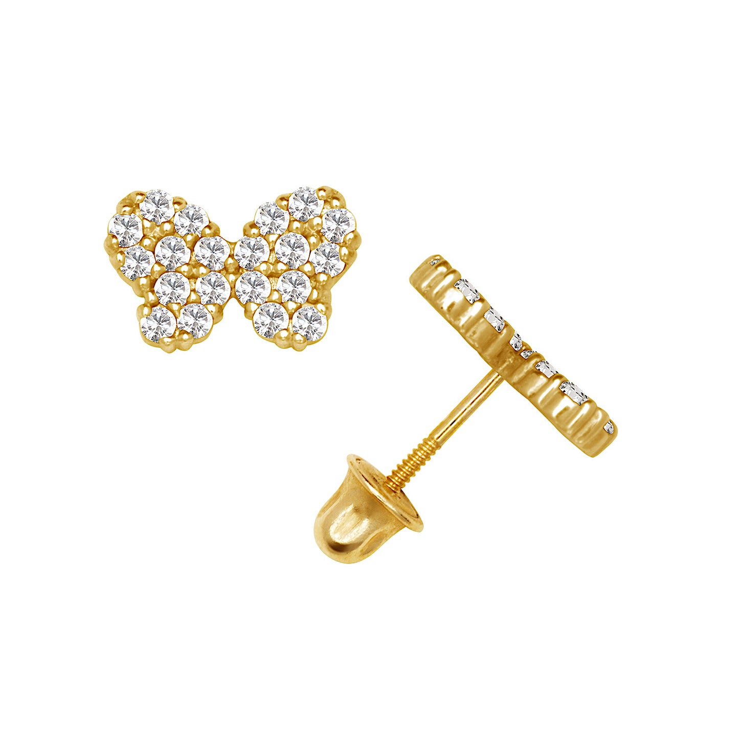14k Sparkle Butterfly Screw-Back Earrings