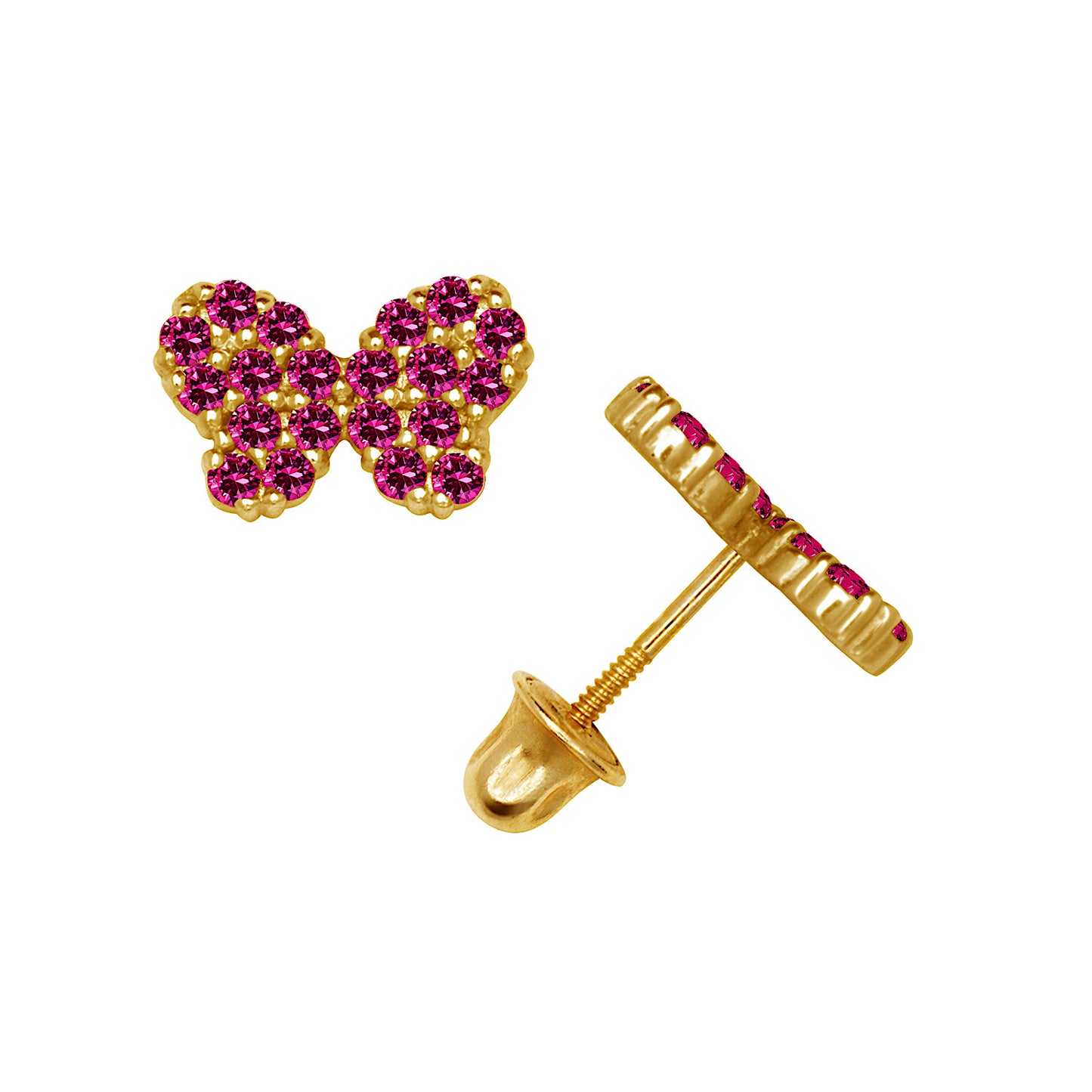 14k Sparkle Butterfly Screw-Back Earrings