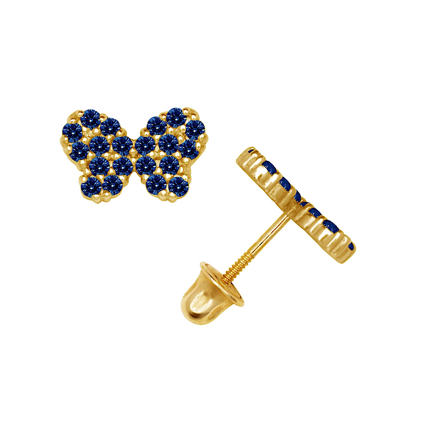 14k Sparkle Butterfly Screw-Back Earrings