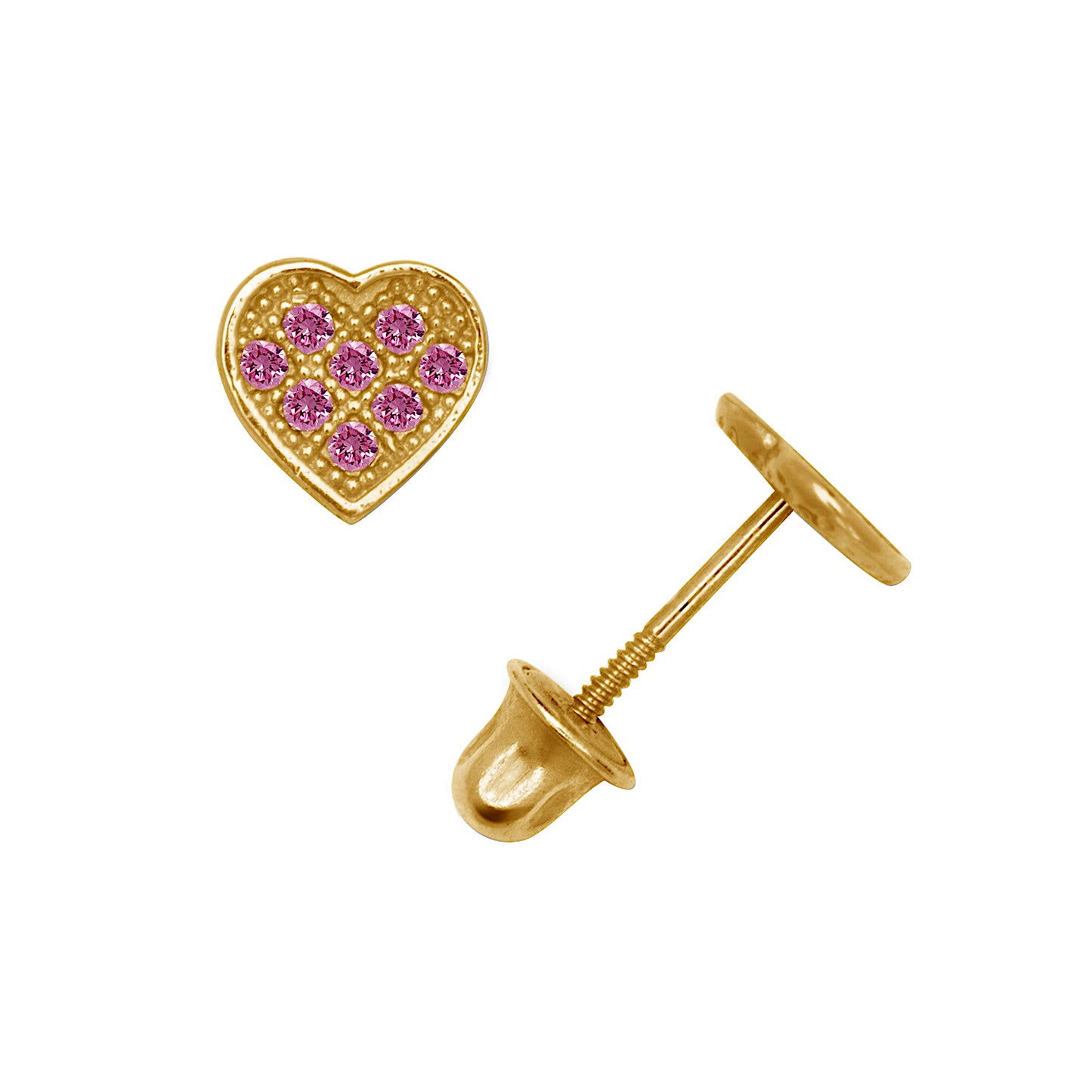 14k Gold Small Heart Screw Back Earrings (+ colors)