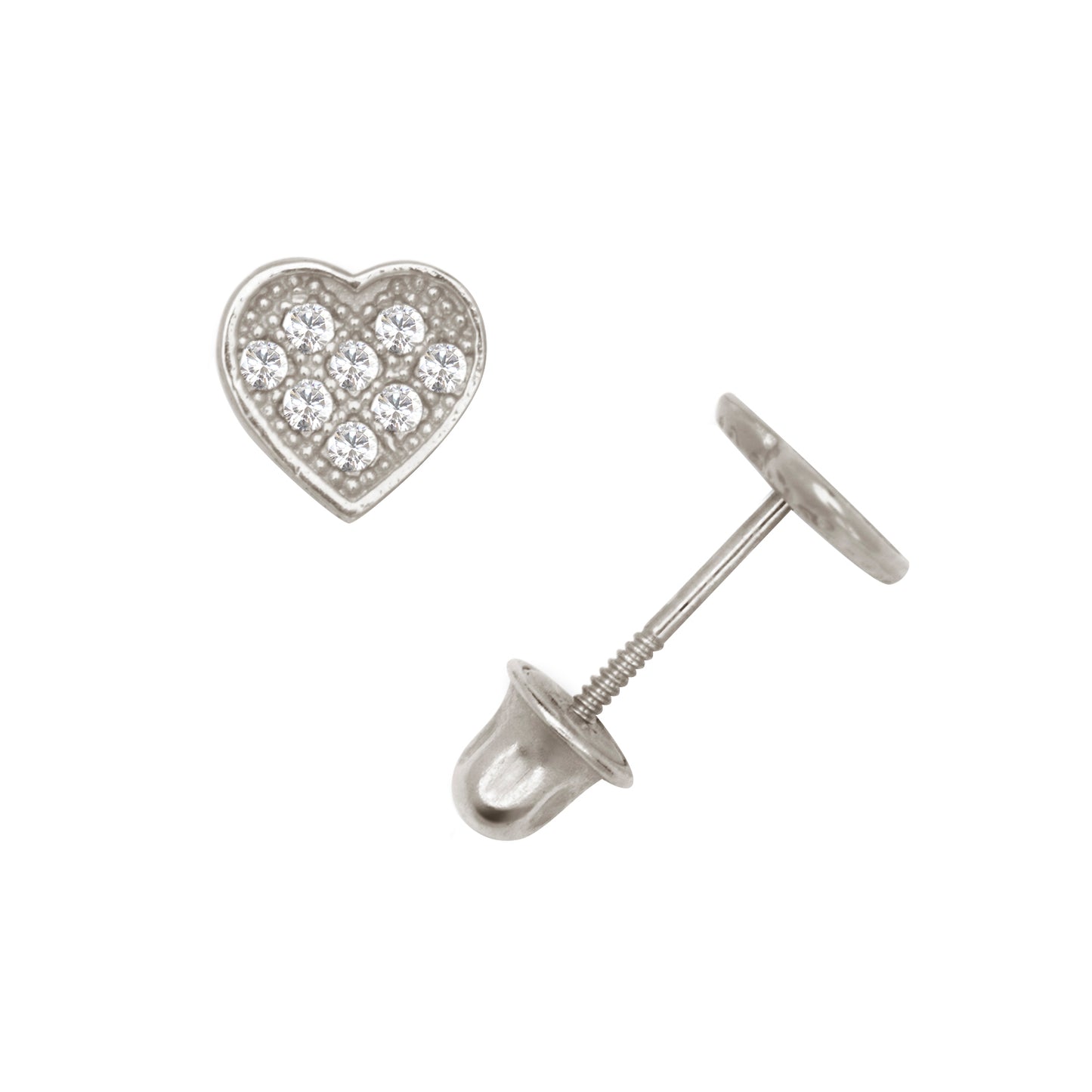 14k Gold Small Heart Screw Back Earrings (+ colors)
