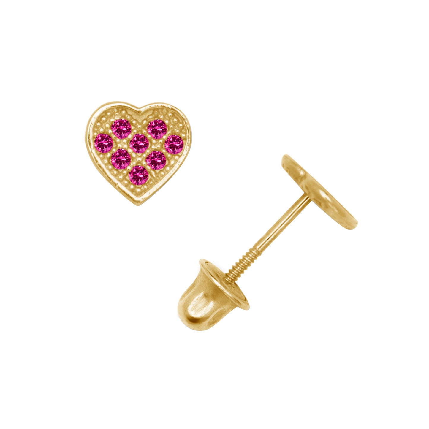 14k Gold Small Heart Screw Back Earrings (+ colors)