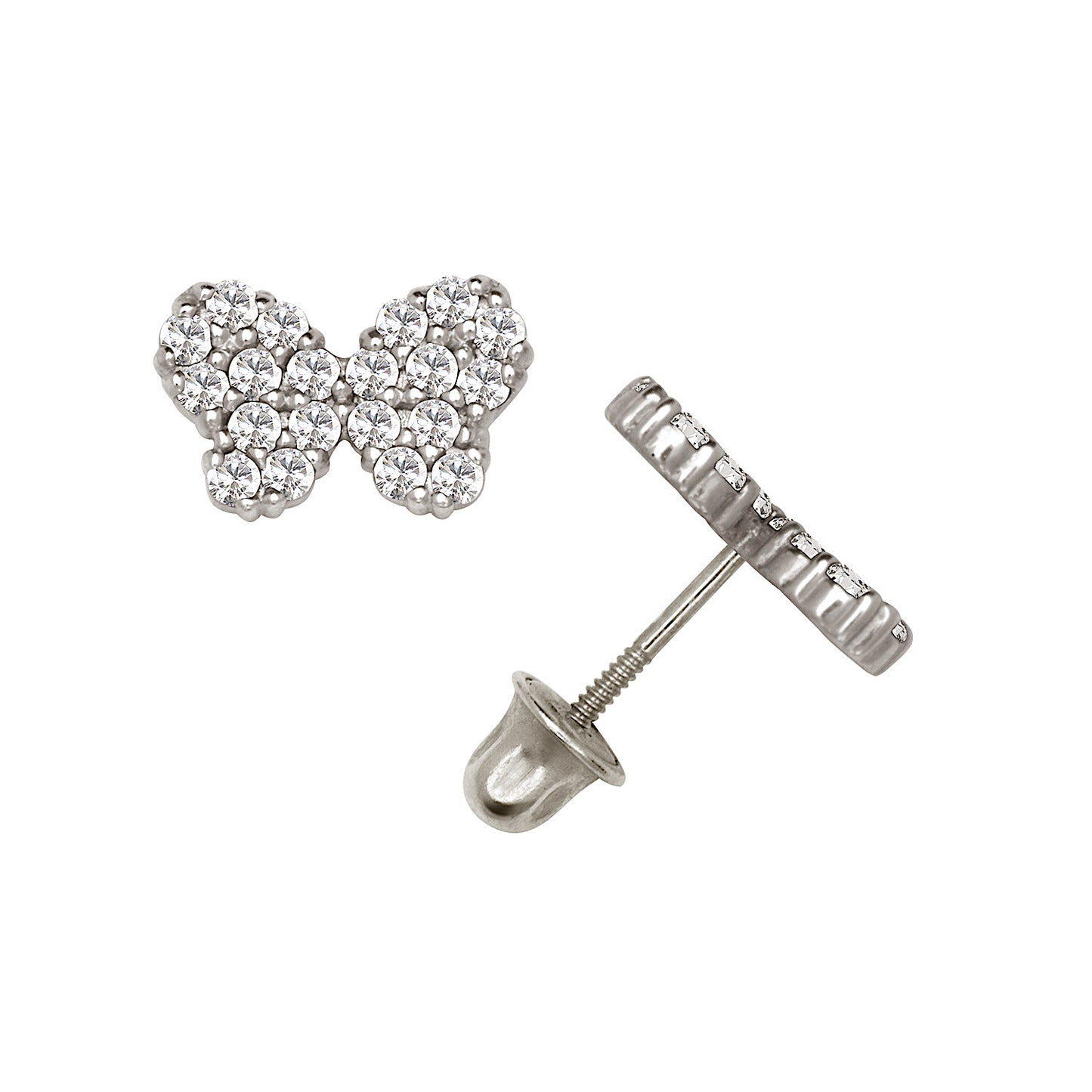 14k Sparkle Butterfly Screw-Back Earrings