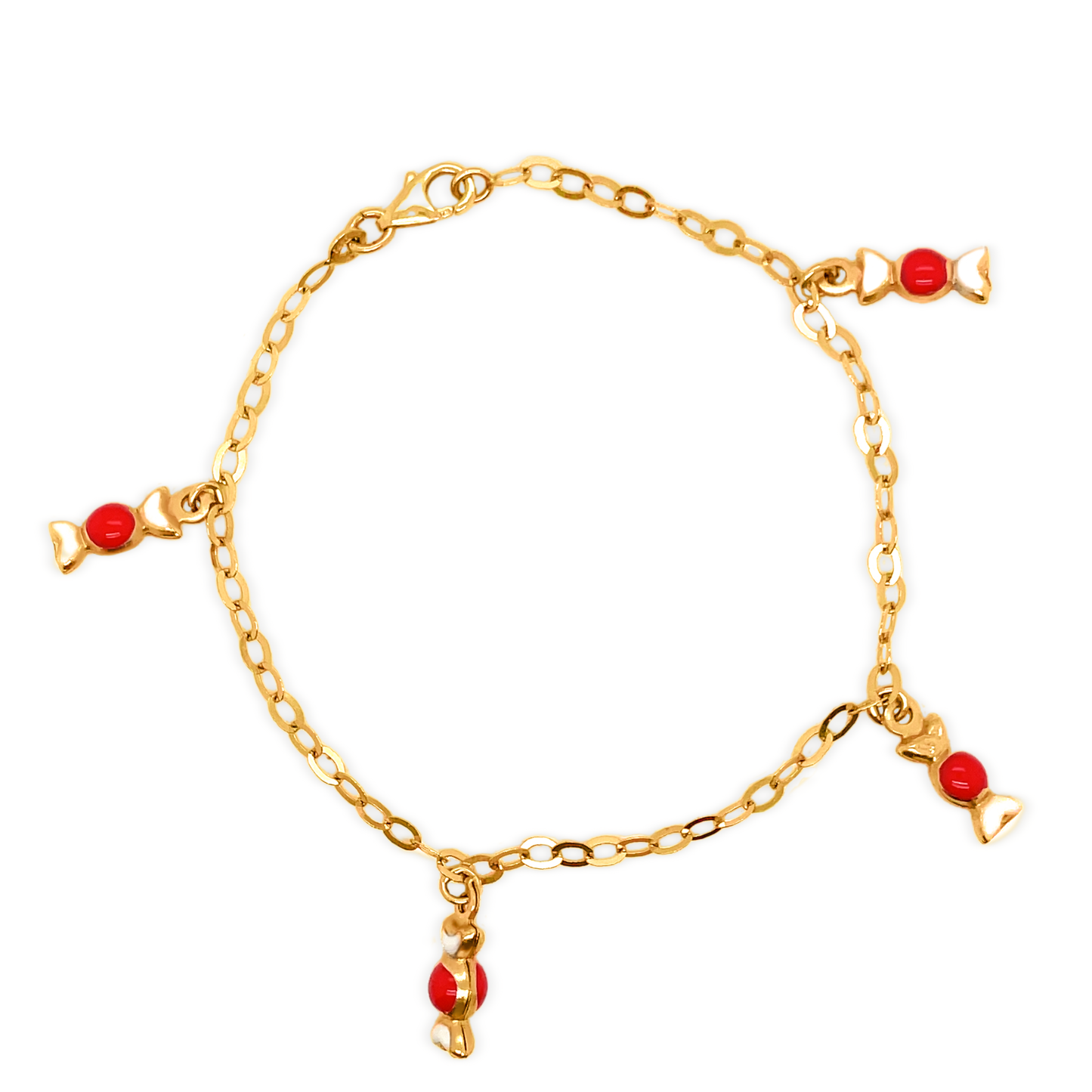 14k Red Enamel Candy Bracelet