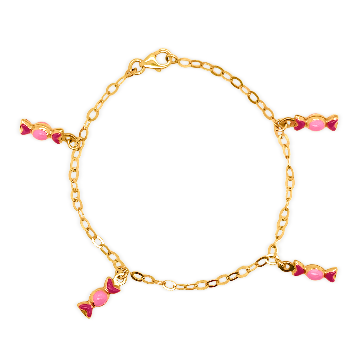 14k Pink Enamel Candy Bracelet