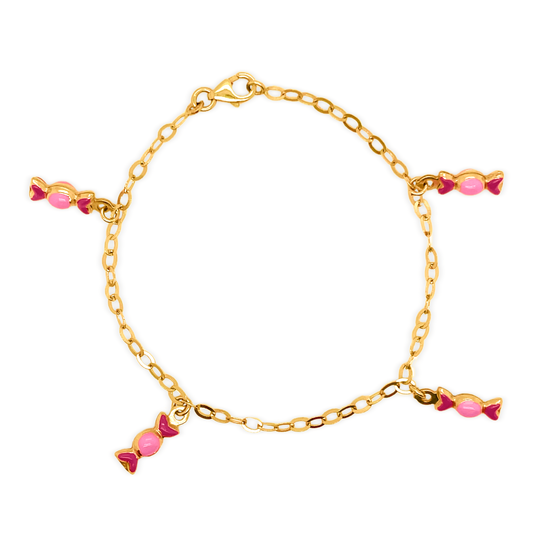 14k Pink Enamel Candy Bracelet