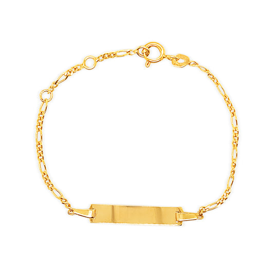 14K Gold Engravable Figaro ID Bracelets