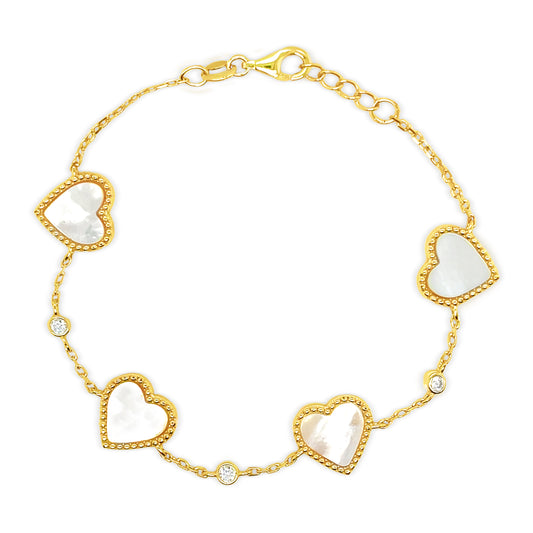 Pearl Heart Bracelet 14k Gold Plated