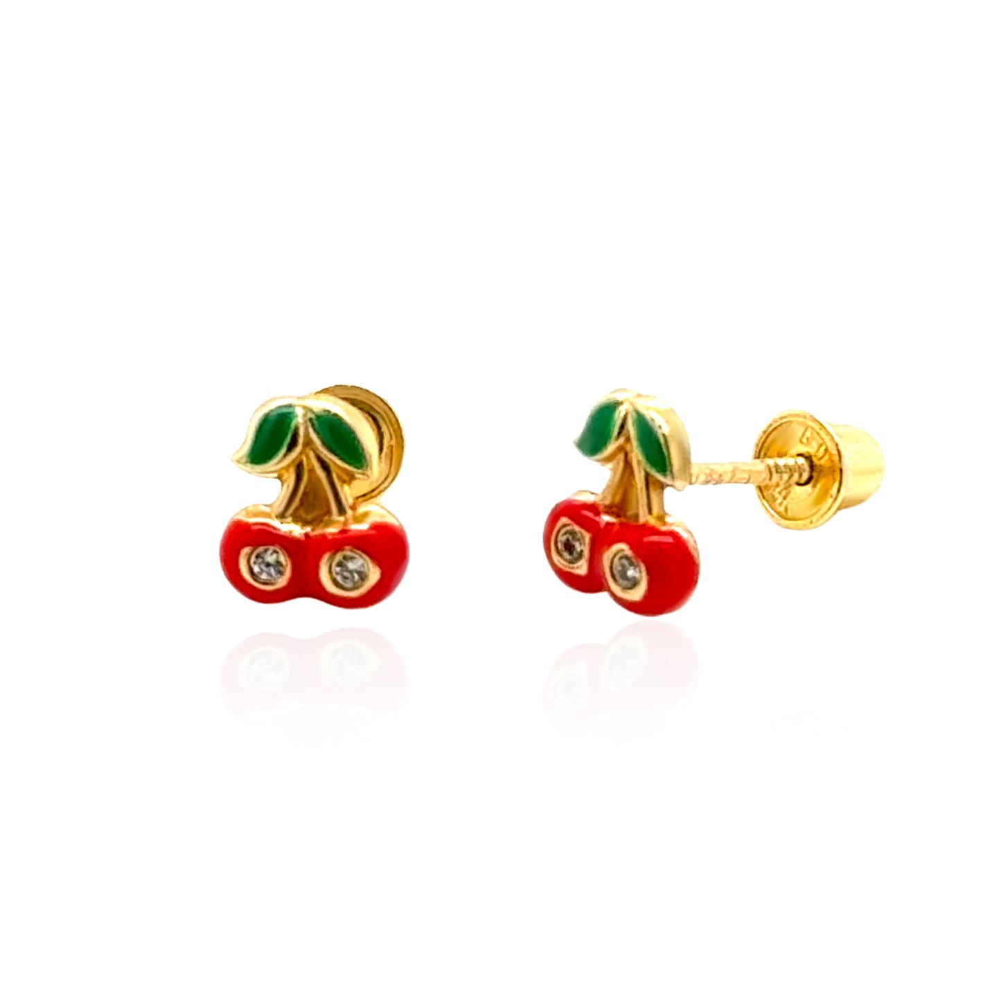 14k Enamel Cherrie Screw-Back Earrings