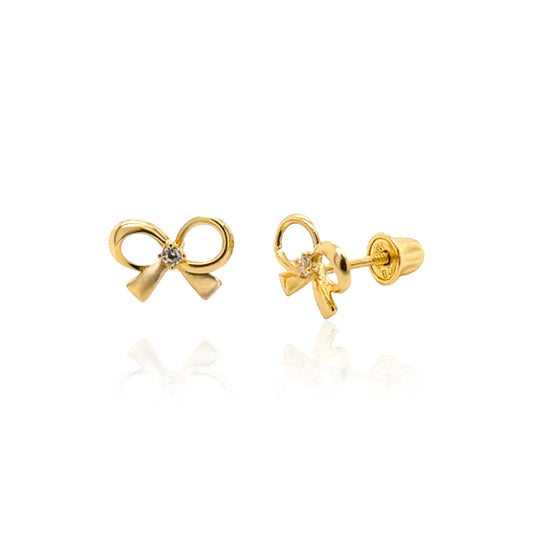 14k Bowtie Screw-Back Earrings