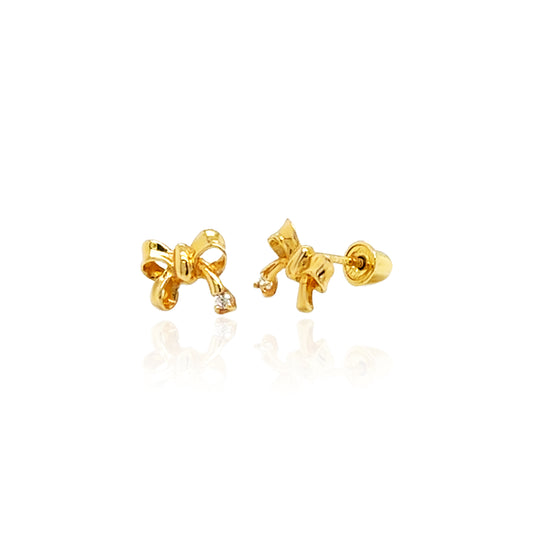 14k Mini Ribbon Screw-Back Earrings