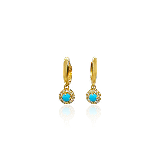14k Gold Turquoise Hanging Earrings