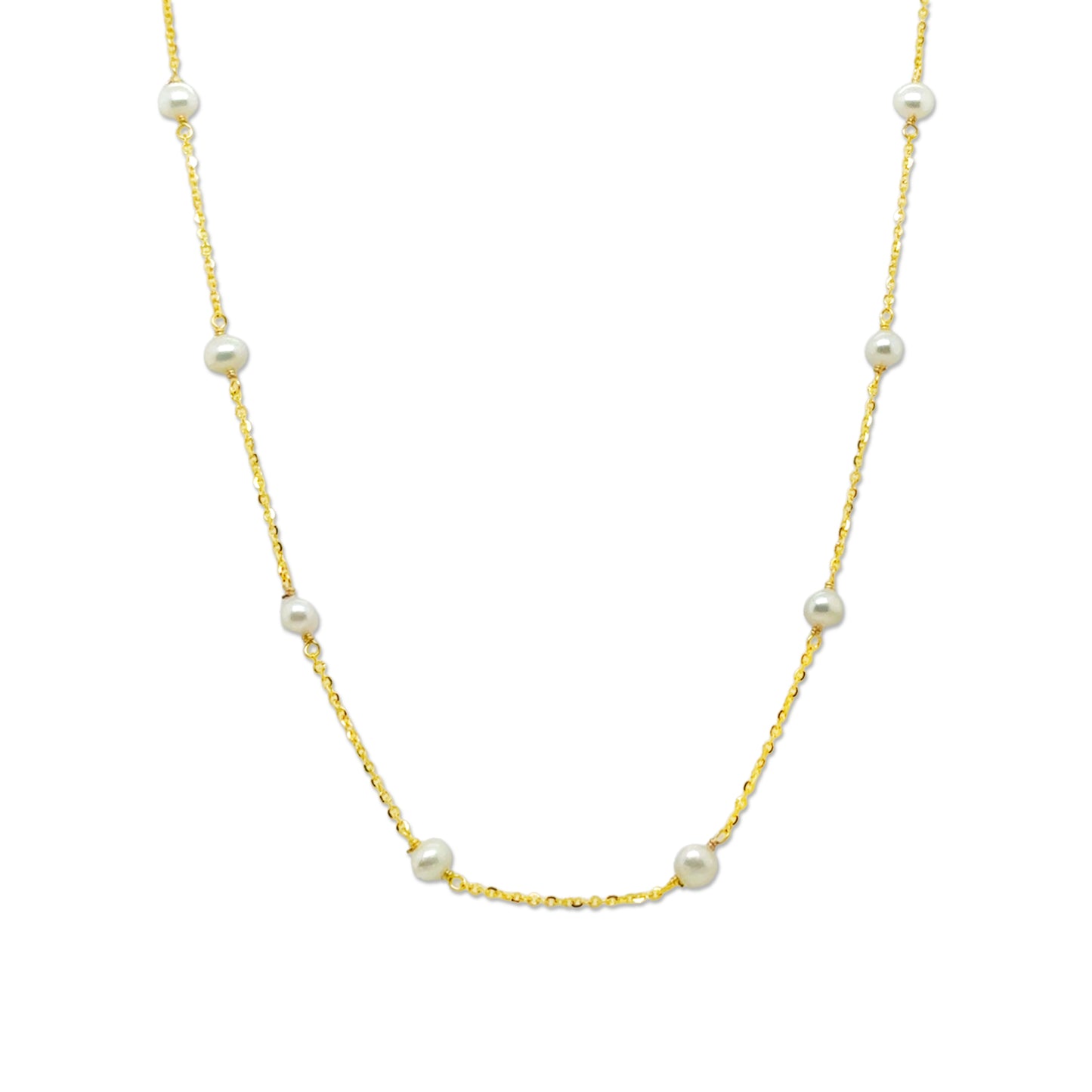 14k Pearl Station Necklace