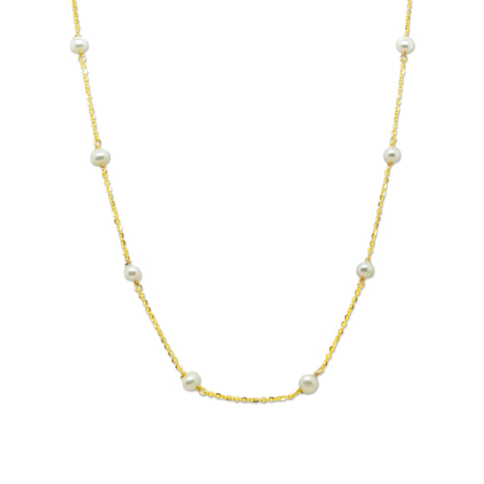 14k Pearl Station Necklace