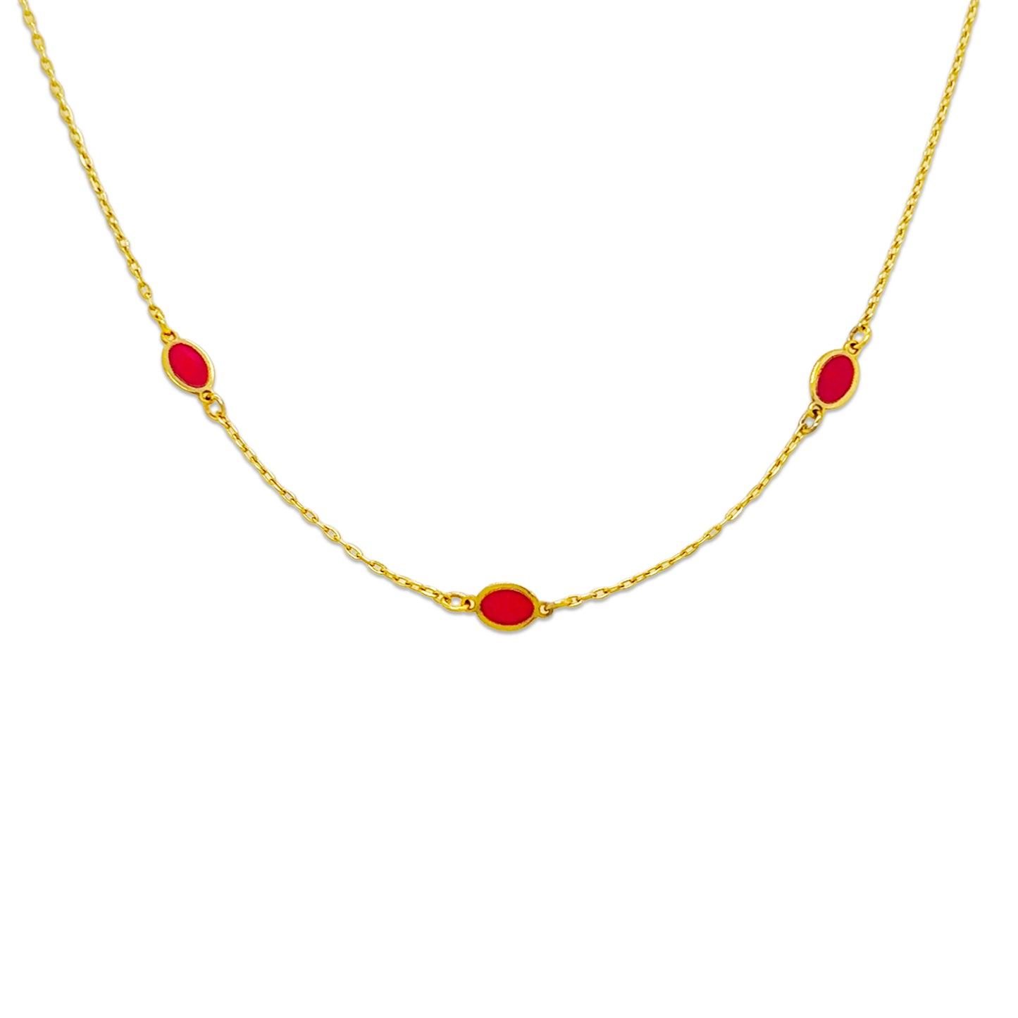 14k Hot Pink Enamel Design Necklace