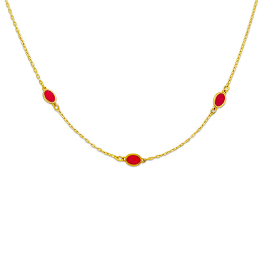 14k Hot Pink Enamel Design Necklace