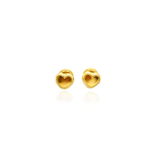 14K Gold Heart Screwback Earrings for Babies & Girls
