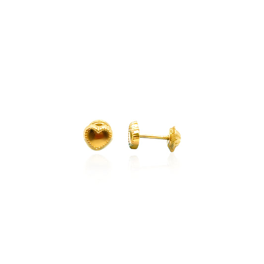 14K Gold Heart Screwback Earrings for Babies & Girls