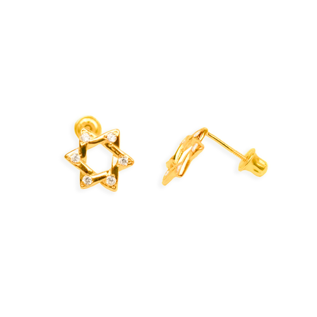 14k Small Magen David Screw-Back Earrings