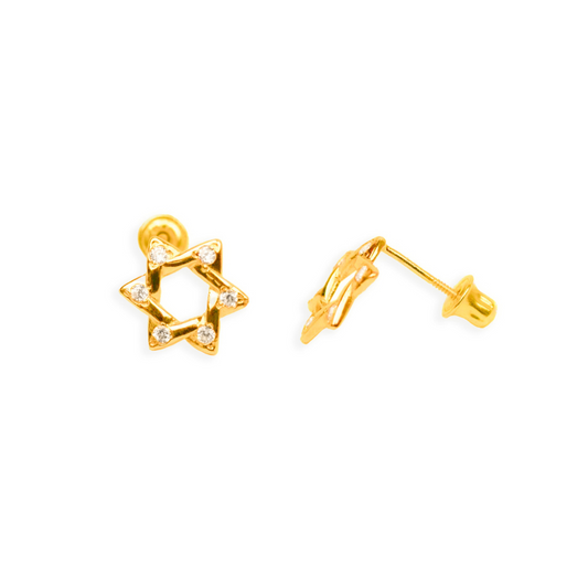 14k Small Magen David Screw-Back Earrings
