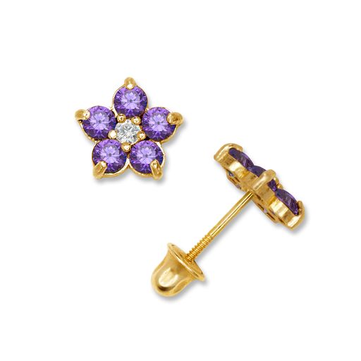 14k Flower Stud Screw-Back Earrings (+ colors)