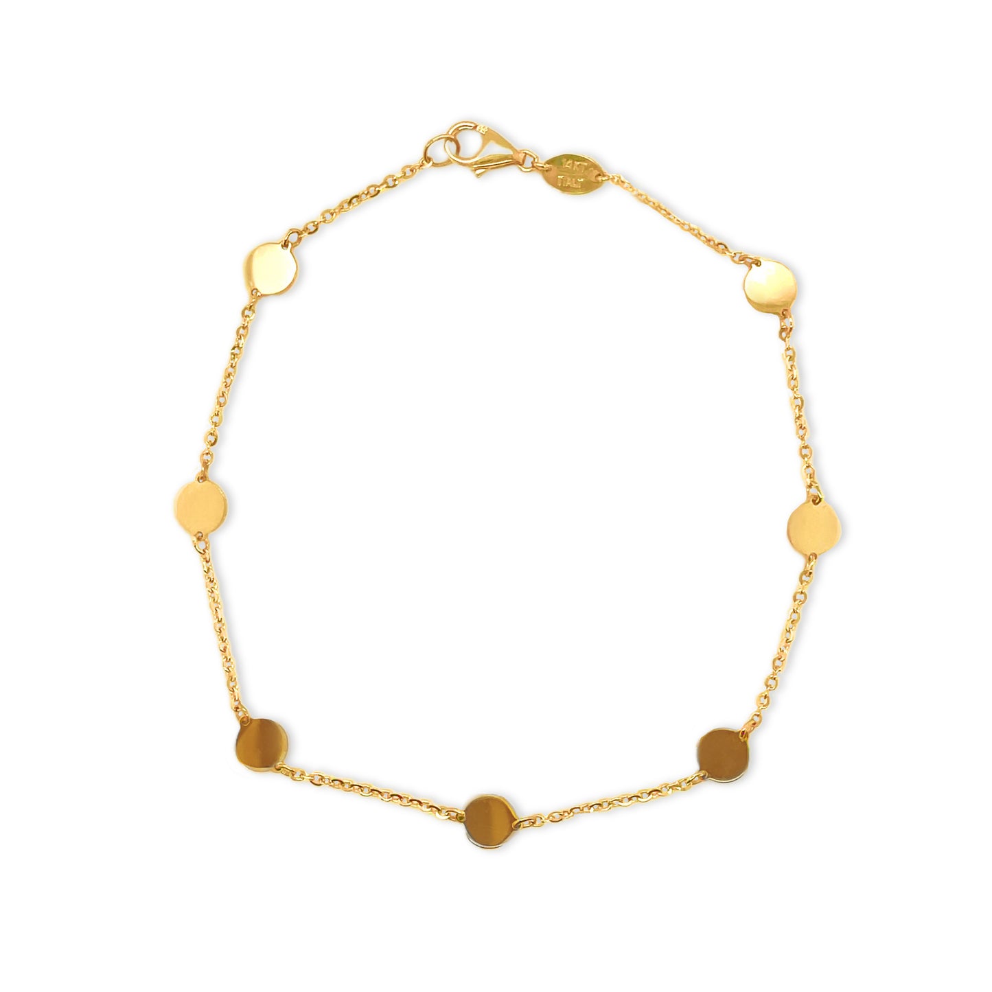 14k Yellow All Gold Disc Bracelet- 4.5mm