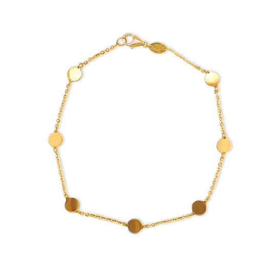 14k Yellow All Gold Disc Bracelet- 4.5mm