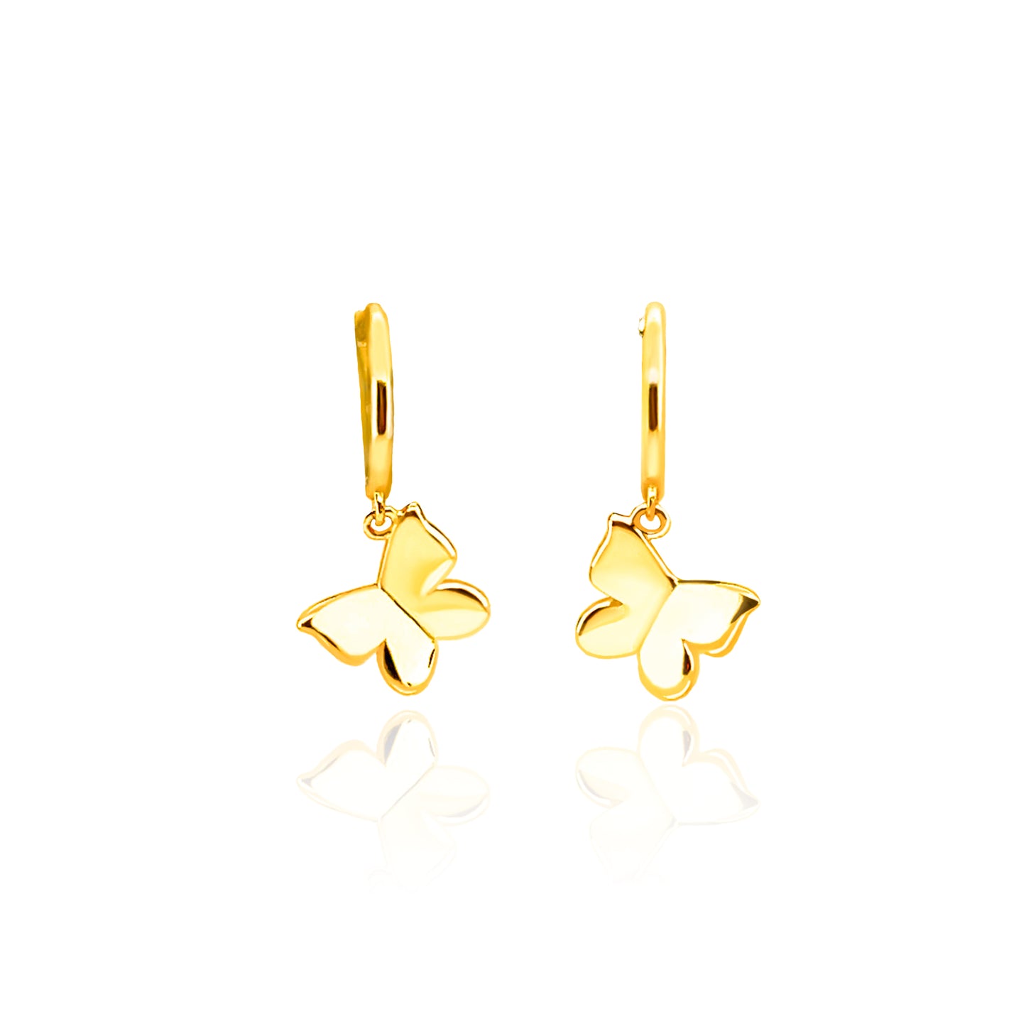 14k Gold Plated Butterfly Hanging Earrings