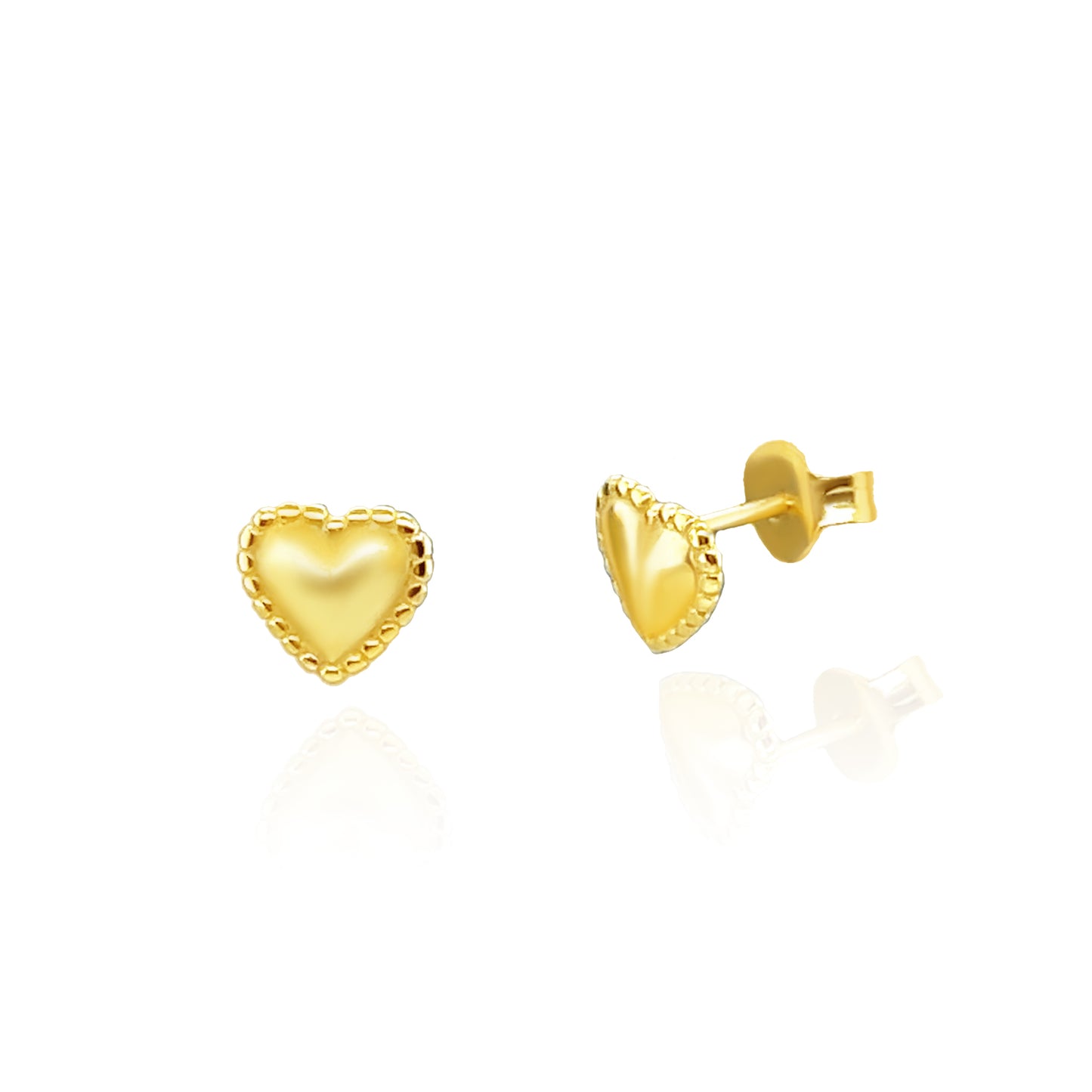 Polished Gold Heart Stud Earring 14k Gold Plated