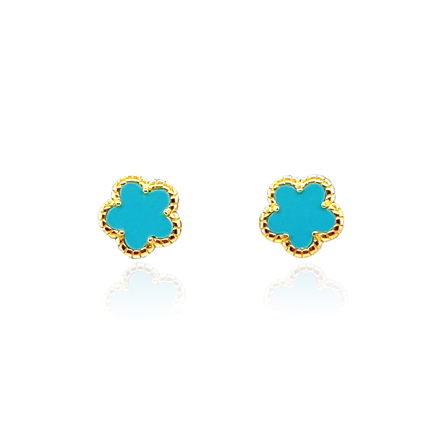 Turquoise Flower Stud Earrings 14k Gold Plated