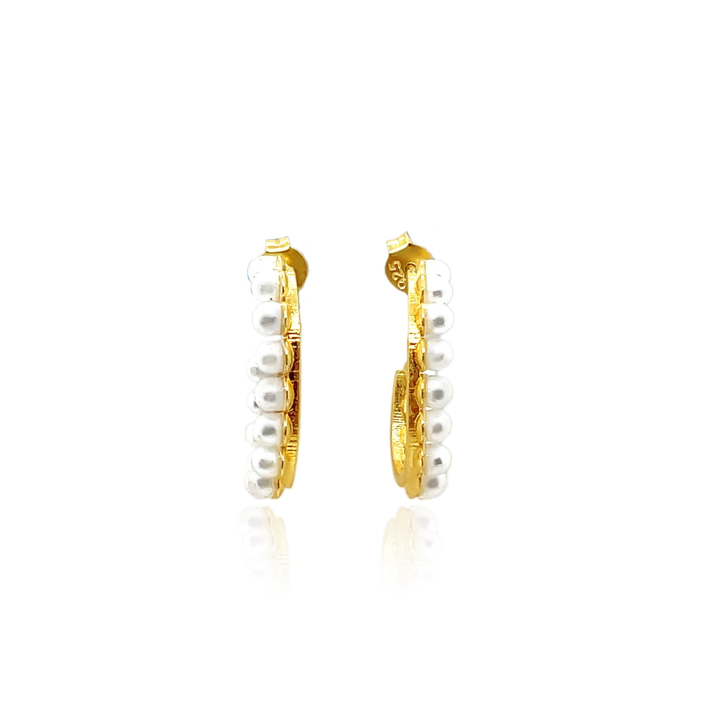 14k Gold Plated Pearl Hoop Earrings