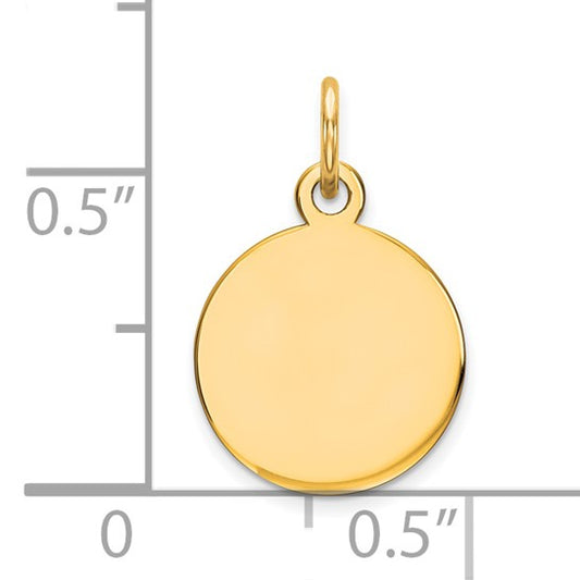 14k Engravable Round Disc Charm- 11mm
