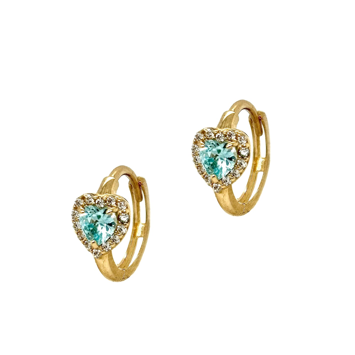 14k Gold Halo Heart Huggies (+ colors)